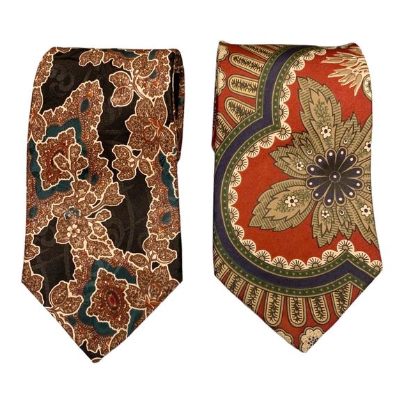 CHRISTIAN DIOR - MONSIEUR Mens VTG Colorful Floral Paisley Pure Silk Tie - Picture 1 of 7